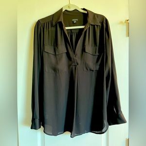 Ann Taylor camp shirt, black, size L
